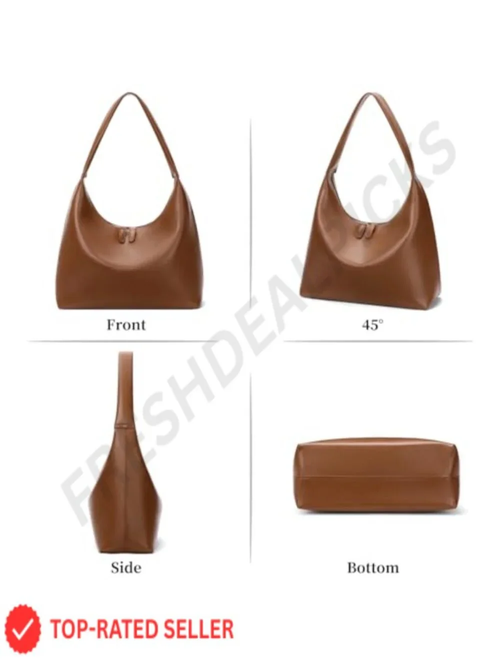 Women's Hobo Shoulder Bag PU Leather Lightweight Underarm Purse with Zipper
